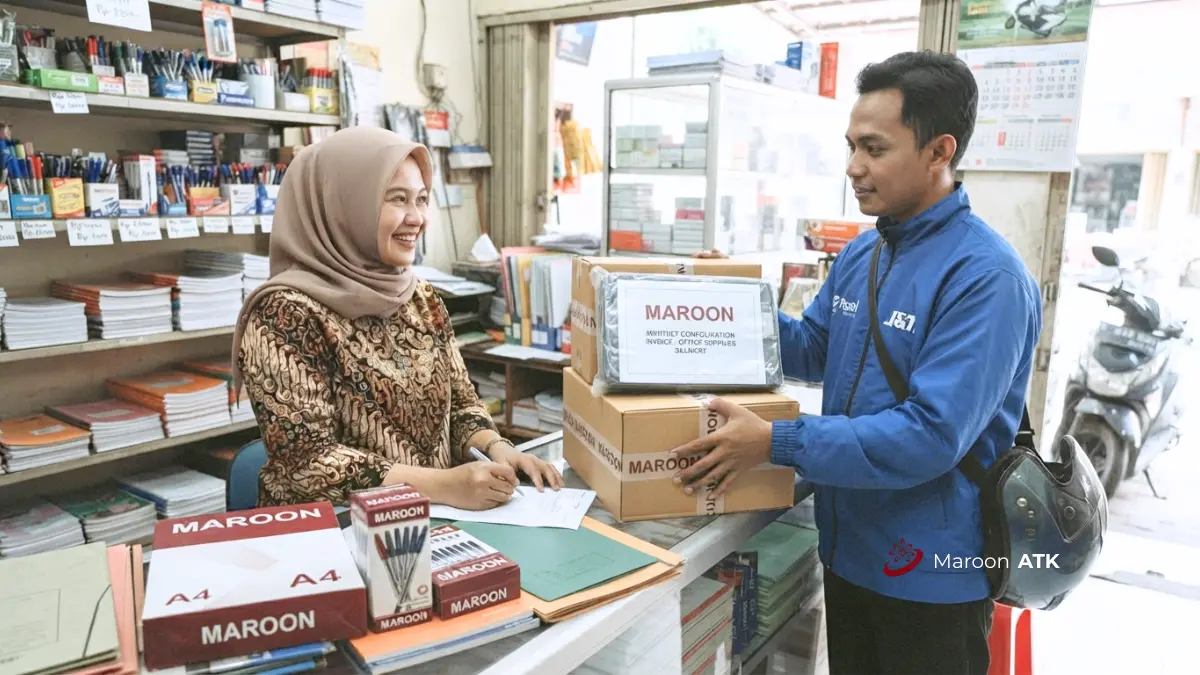 Pengiriman ATK dengan sistem konsolidasi invoice bulanan MAROON ATK