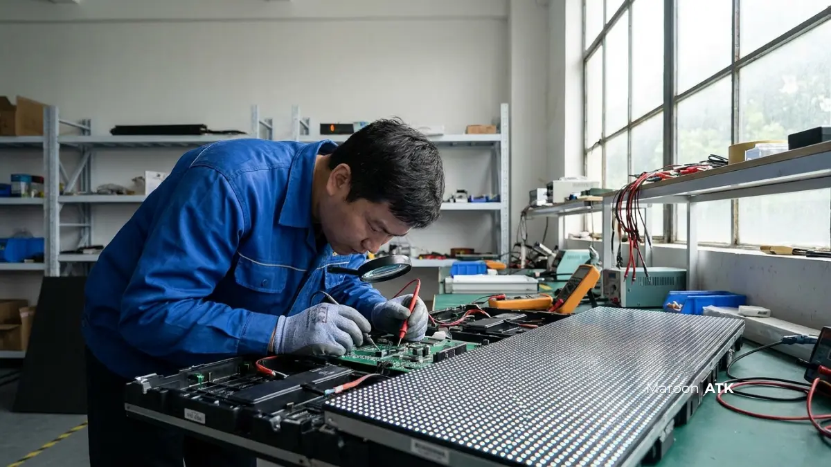 Buffer spare part modul videotron dari distributor resmi untuk menjaga kalibrasi warna